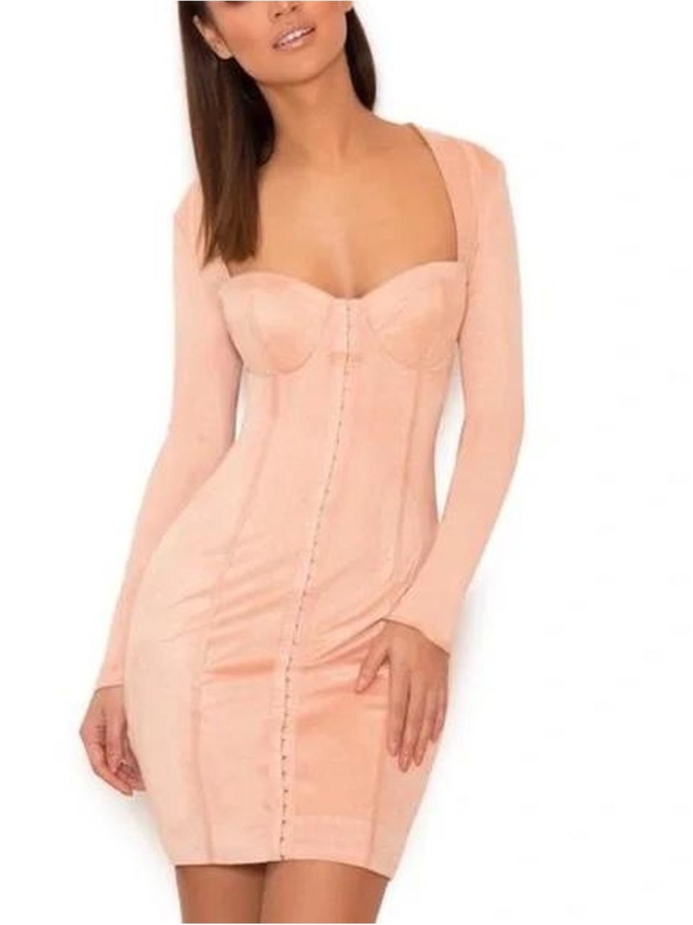 House of CB Blush Pink Long Sleeve Mini Dress